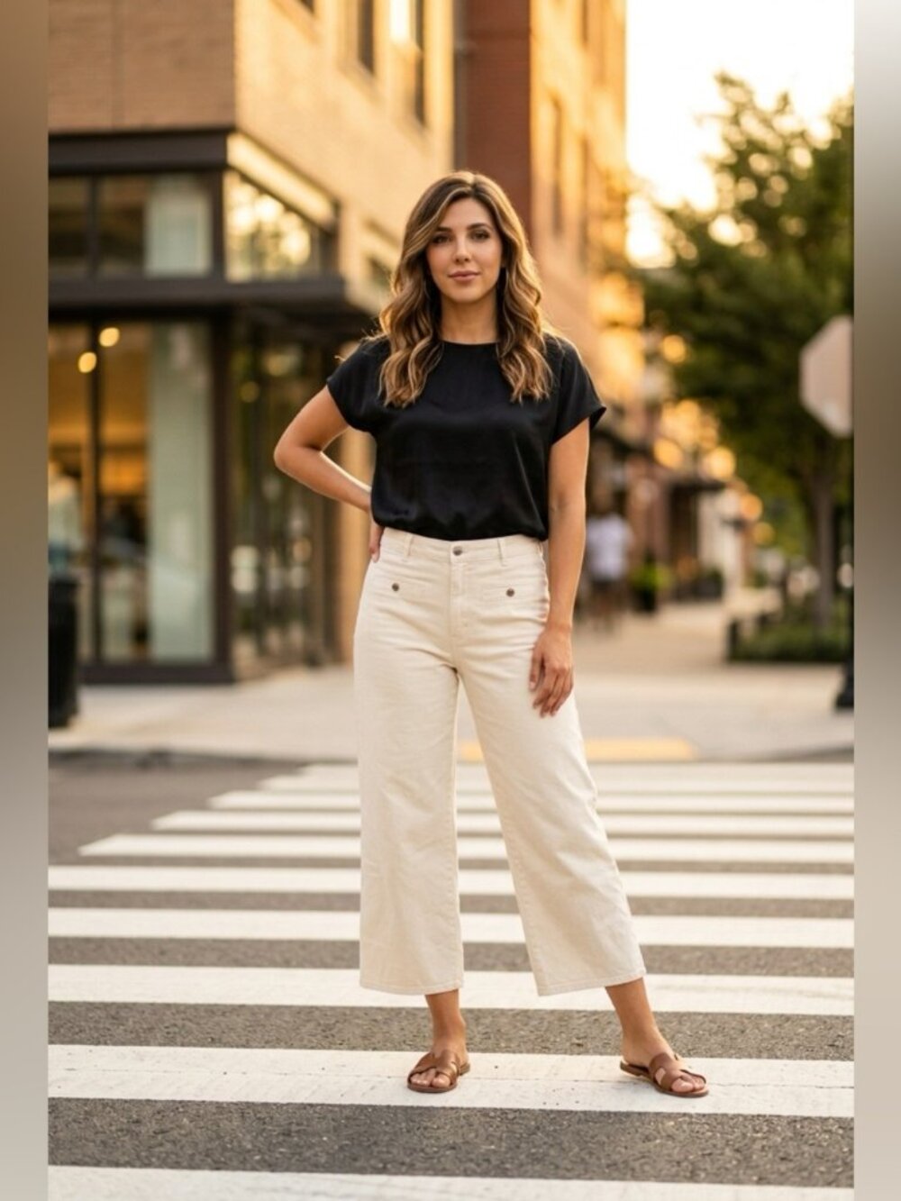 Michael Kors Selma Crop Wide-Leg Pants Bone Size 4 NWT High Rise Chic Neutral